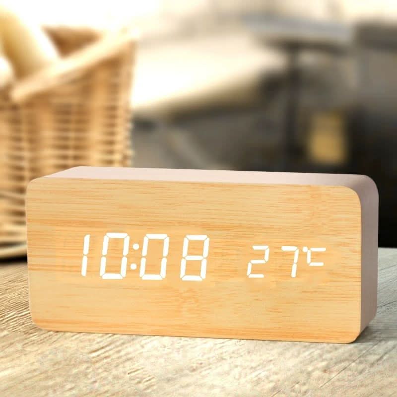 WoodLume Réveil LED Digital et Stylé au Design en Bois Naturel