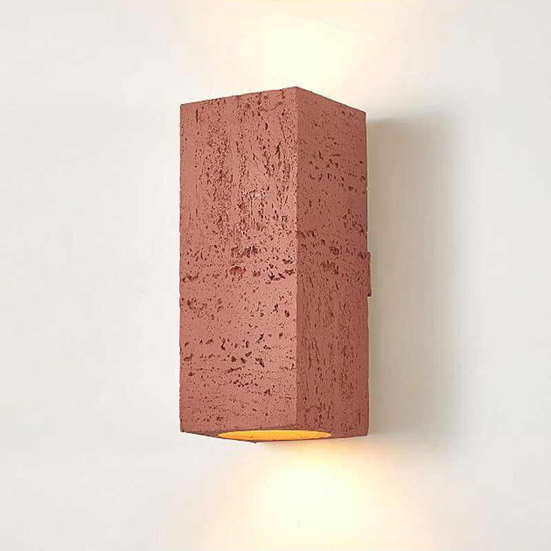 15:24 Japandi nástěnná lampa s vzhledem travertinu, cementová, obdélníková, teplé světlo, obývací pokoj, ložnice