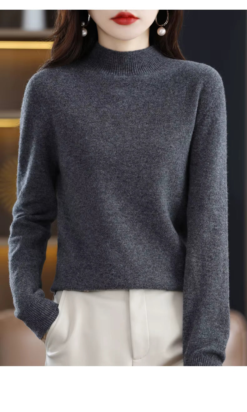 Aurora Kvinders 100% Ren Uld Cashmere Sweater til Efterår og Vinter | Fervei