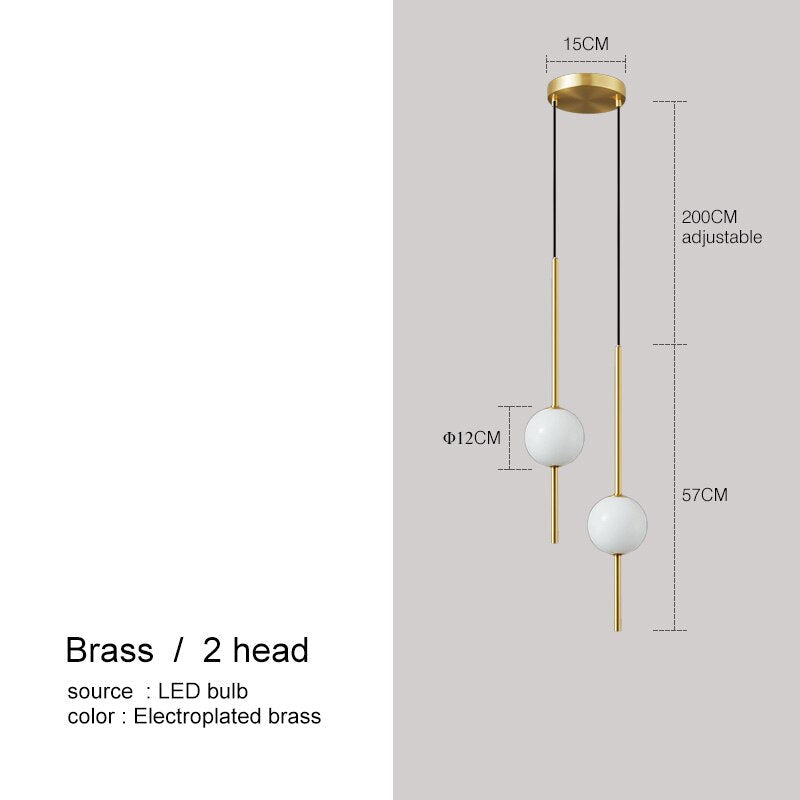 Moole Doon Nordycka szklana kula wisząca lampa minimalistyczne oświetlenie pokoju