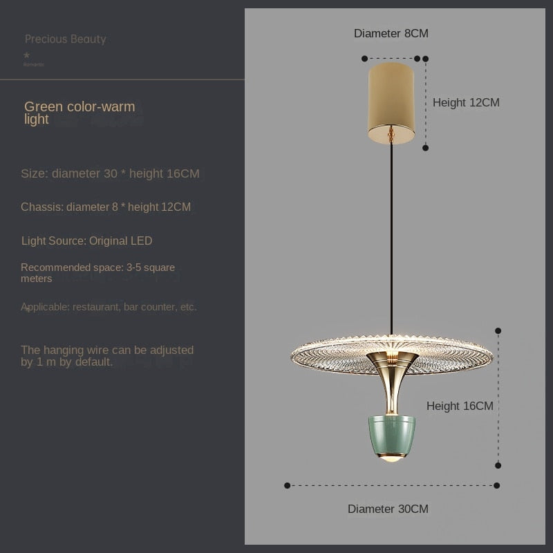 Lampadario Ombrello in Vetro AstraGlass con Illuminazione LED