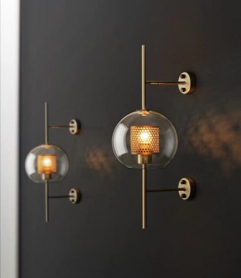 Alora Honeycomb Wall Sconce in Brass and Glass