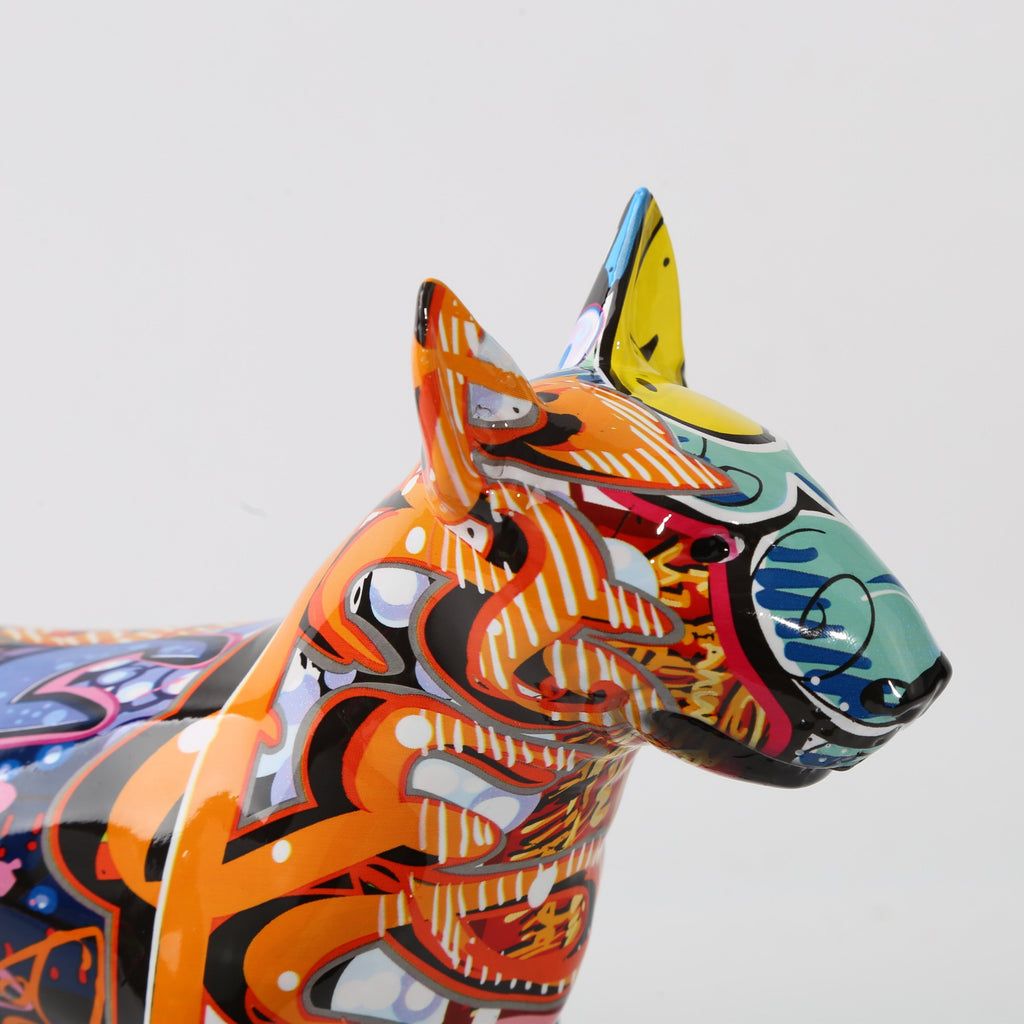 Sculpture graffiti Bull Terrier pour décoration murale moderne