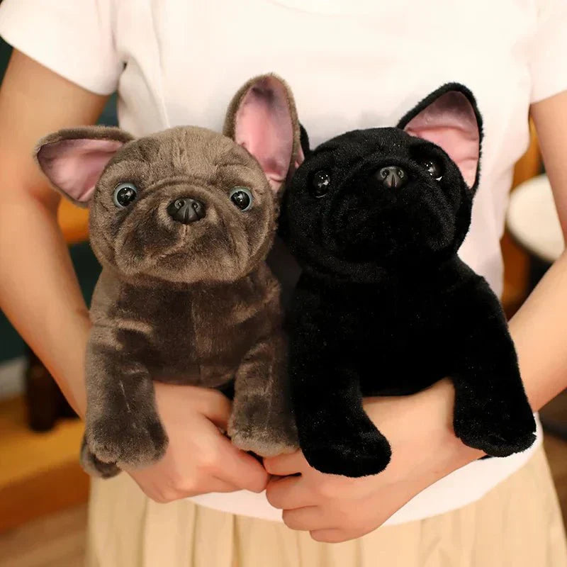 Bulldog Buddy Realistic Plush Toy 28 Cm in Black and Gray