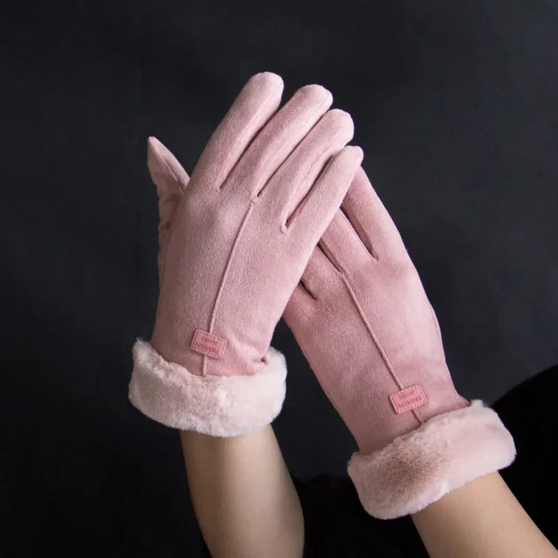 Pink Fleece Lined Winter Gloves For Warm Comfort And Style