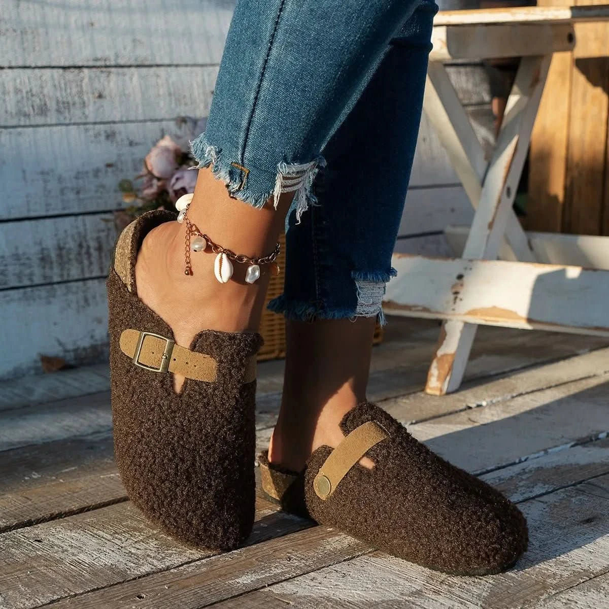 AuroraLuxe Sheepskin Wool Slippers For Ultimate Winter Comfort