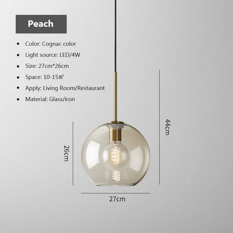 Lampada a sospensione in vetro industriale nordico con LED, stile moderno di lusso