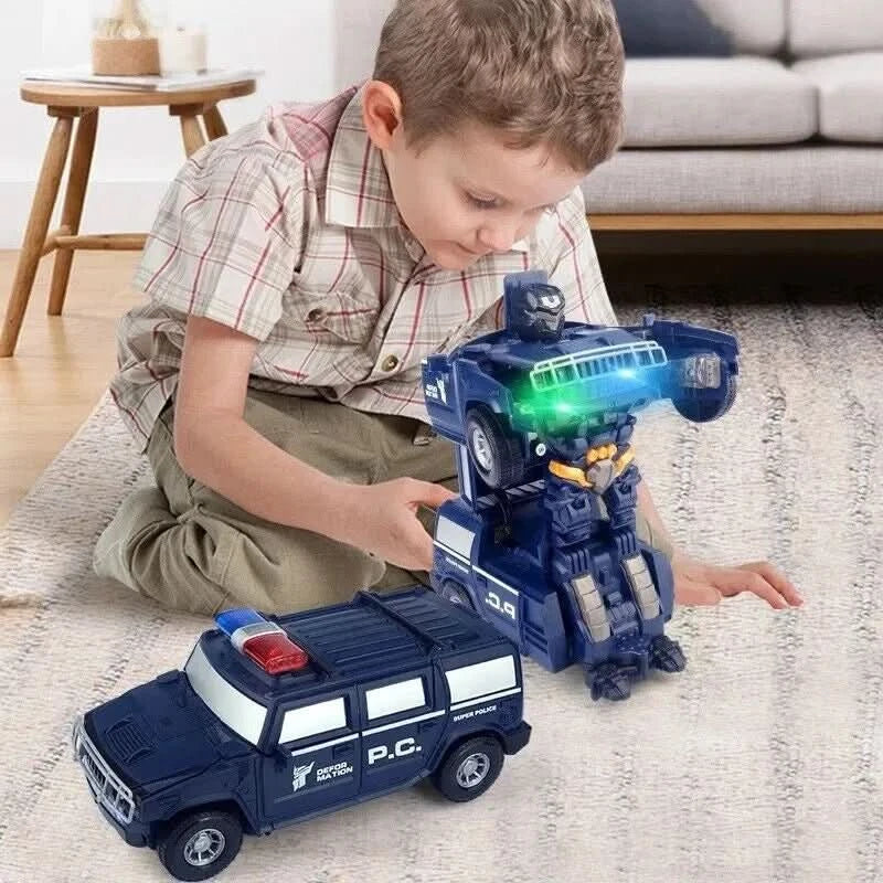 PulseRover 2-In-1 Police Car And Robot With Light And Sound