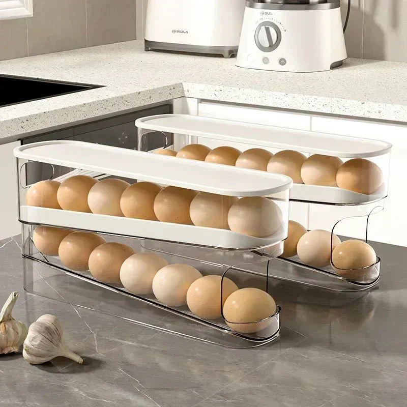EggFlow Two-Tier Automatic Rolling Egg Organizer for Refrigerators