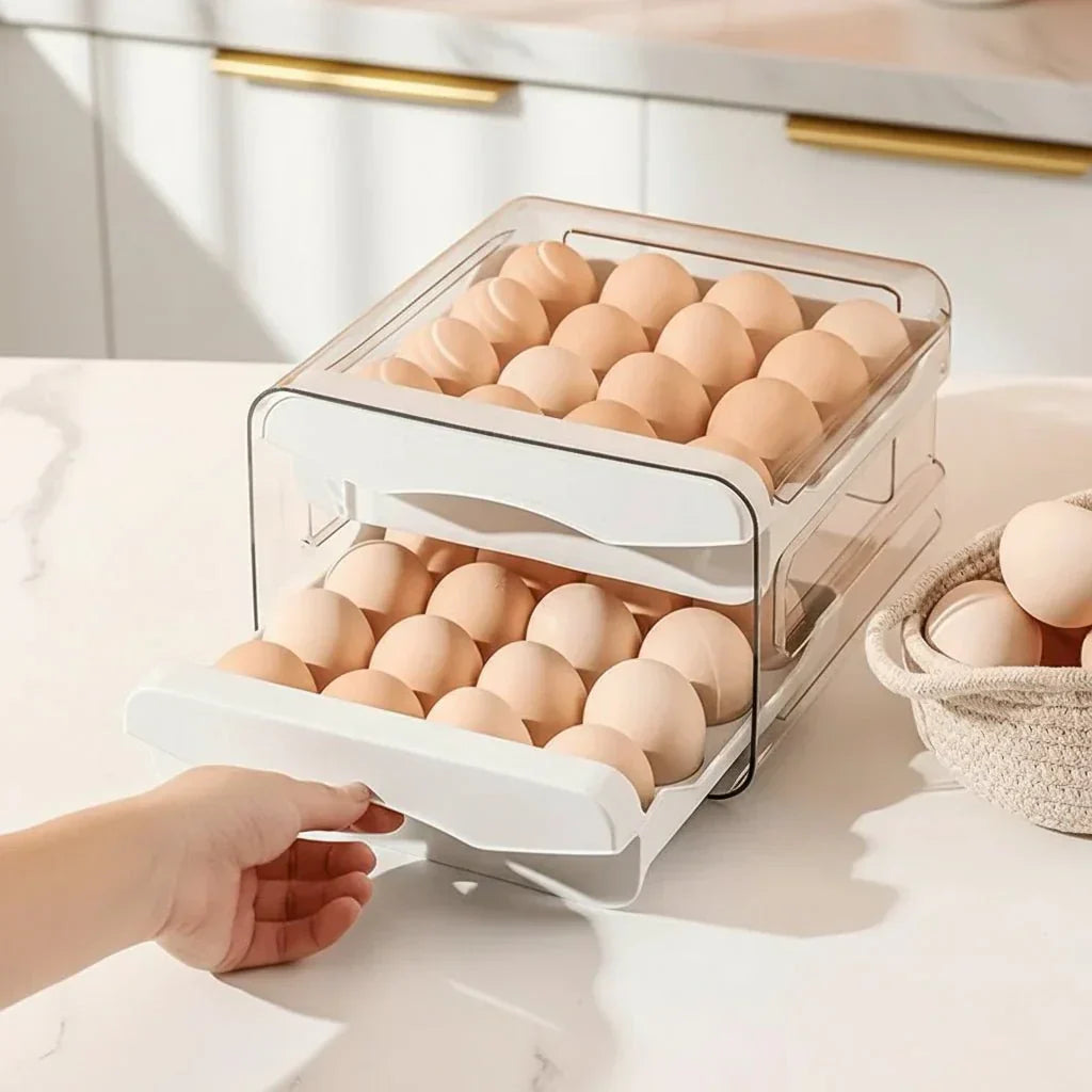 EggNest dvoupatrová ledničková krabička na vejce se zásuvkami, kapacita 32