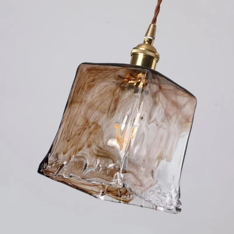 Corvin Brass And Amber Glass Pendant Light