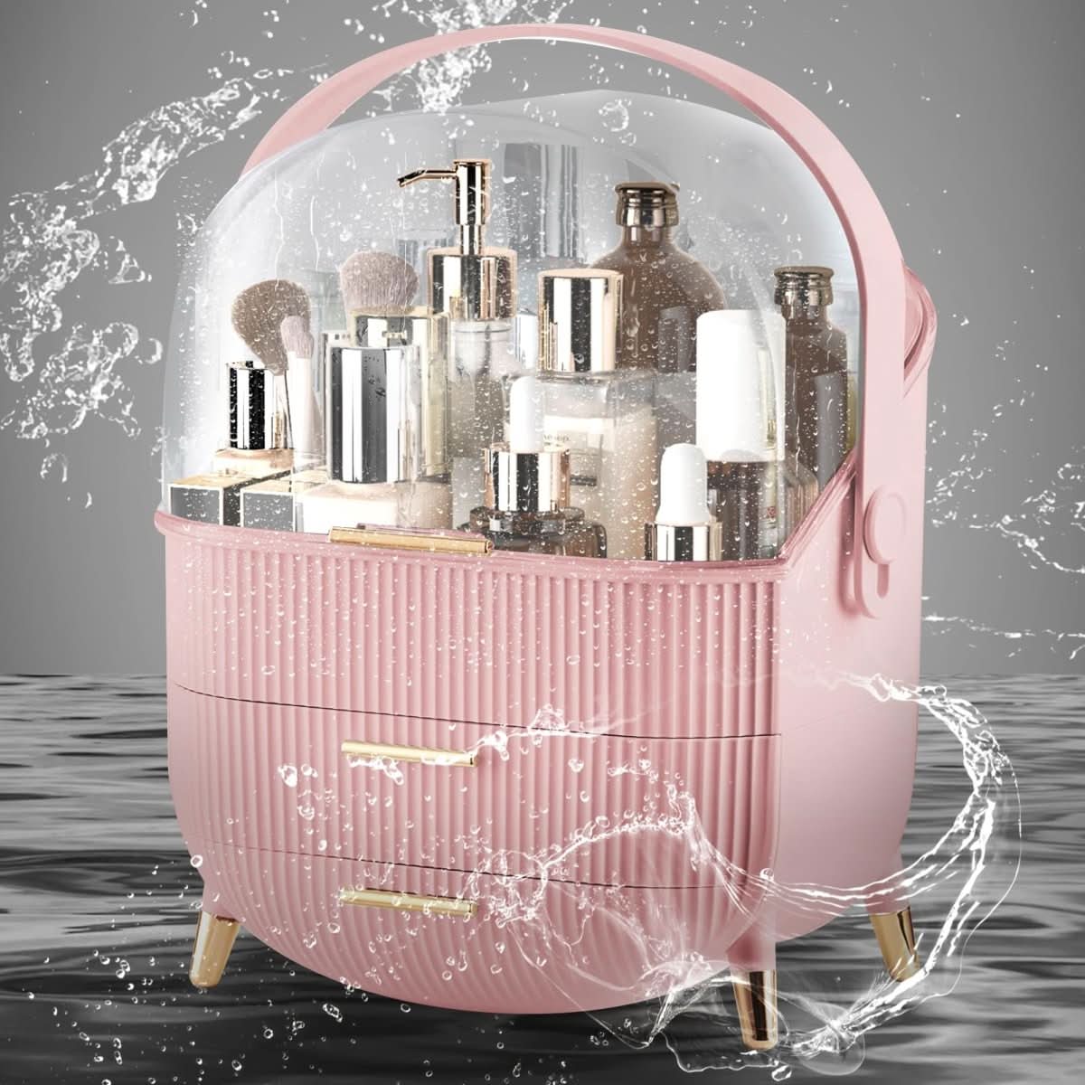 AuraGlow Makeup Organizer Dustproof and Waterproof Cosmetic Box With Elegant Design