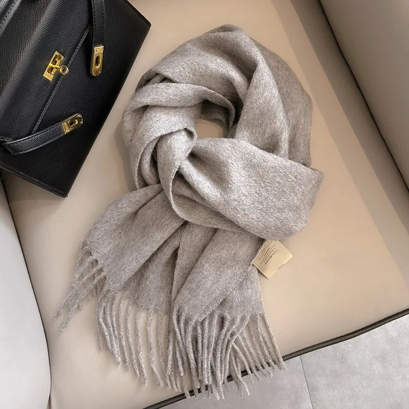 Lyvara vlněná zimní šála unisex, teplá, jednobarevná, měkká a pohodlná