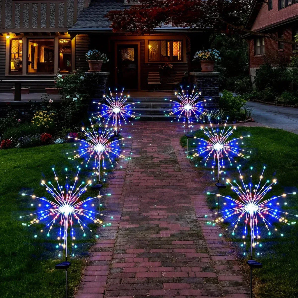 Solar-Gartenlampe mit eleganten LED-Feuerwerkslichtern für den Außenbereich IP65 Solarbetrieben