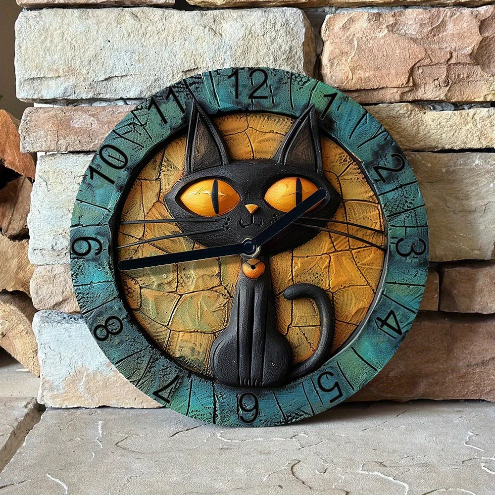 CatWhisper Quiet Aluminum Clock For Home Or Entryway Wall Decor
