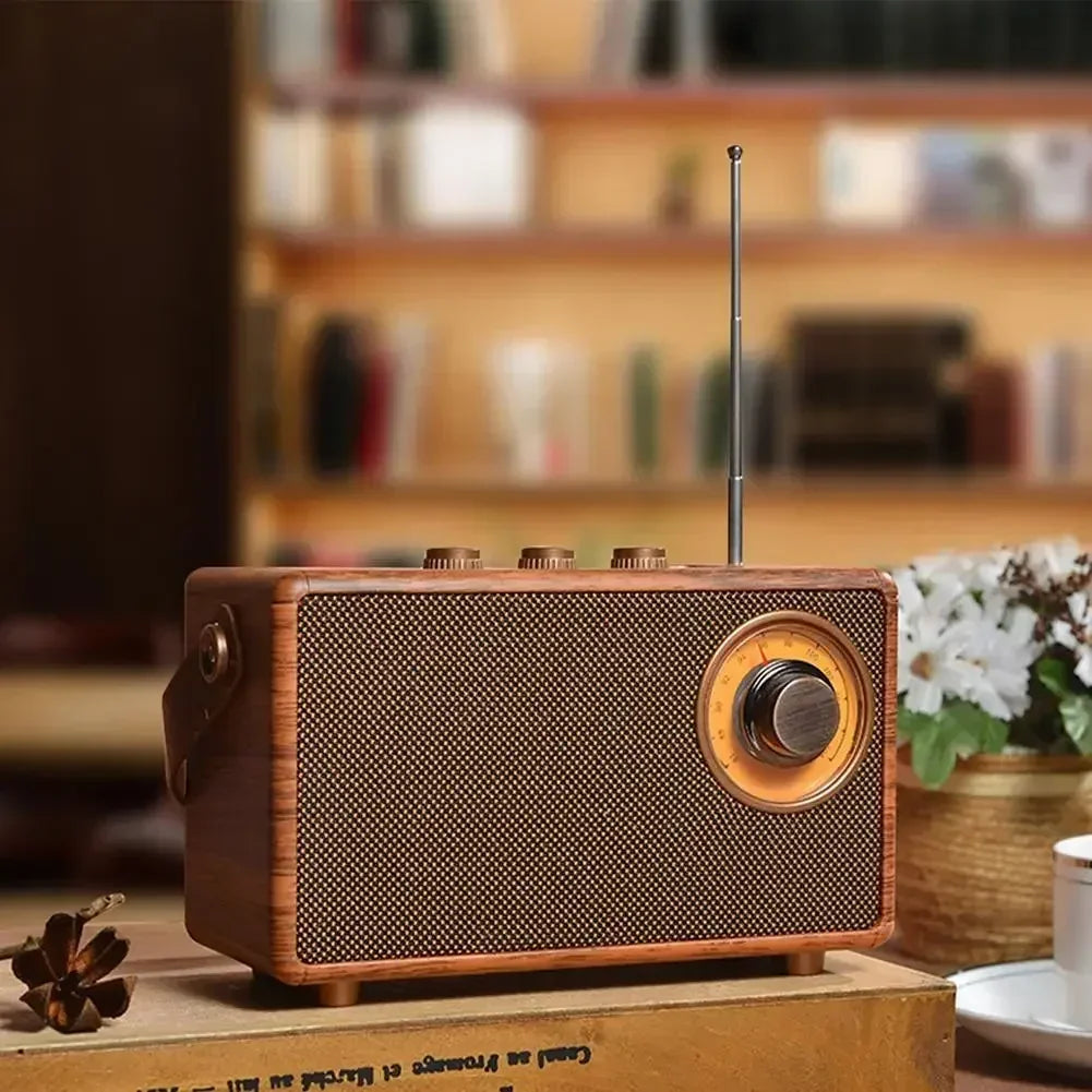 Enceinte Bluetooth en bois rétro 2024 - Stéréo portable élégante pour la maison, le camping et les voyages | Fervei