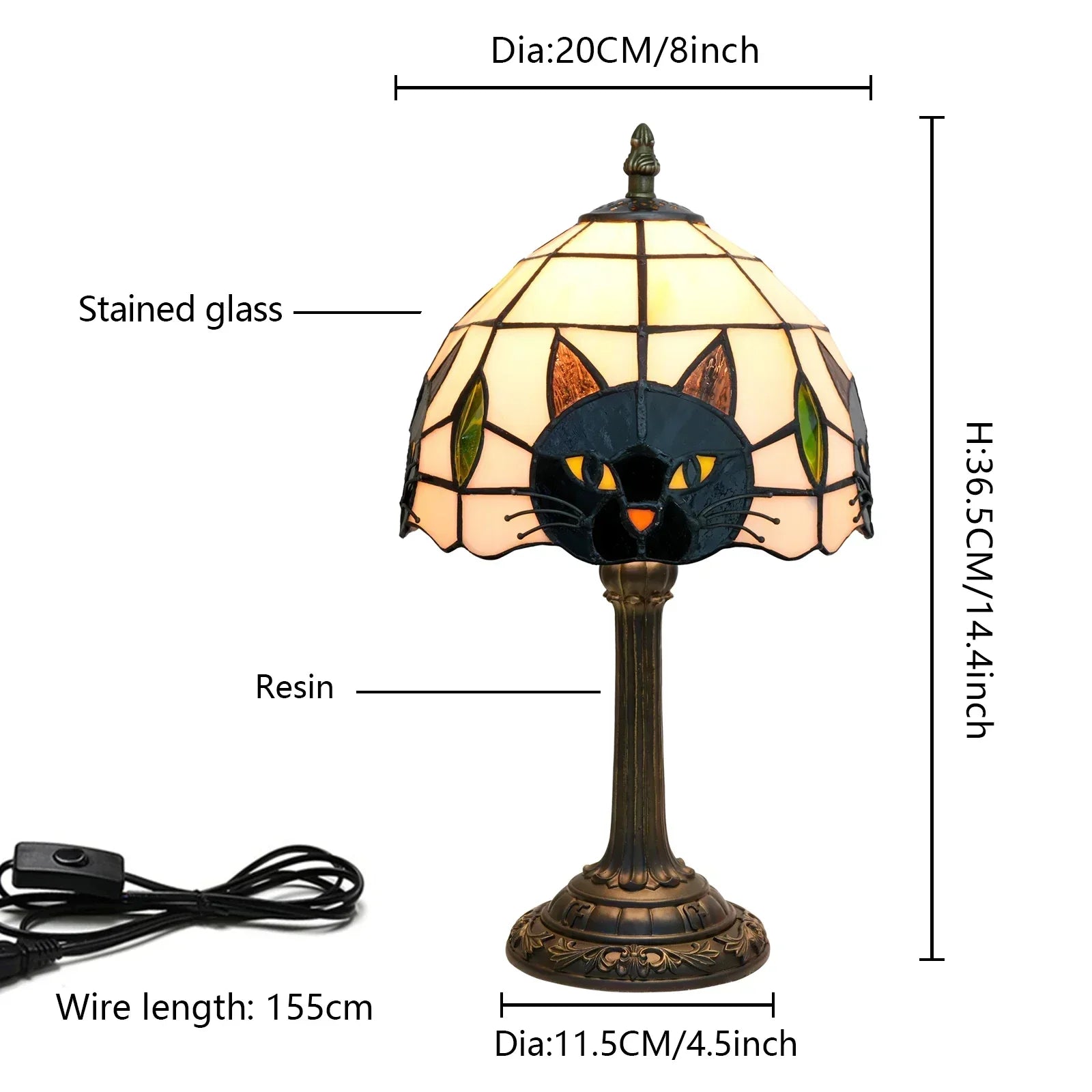 Bordlampe med glasmosaik