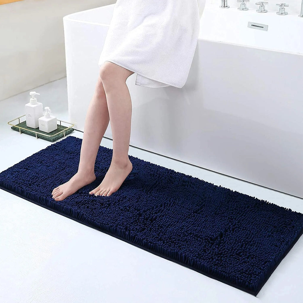 Soft Absorbent Bath Rug With Thick Backing And Non Slip Grip