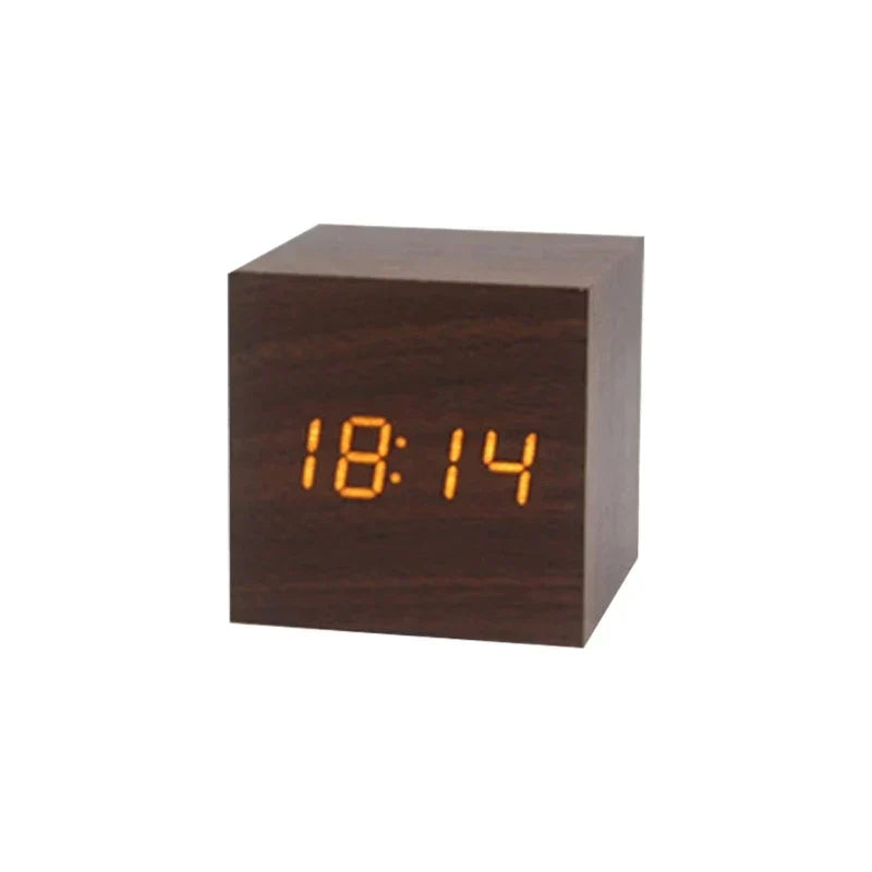 TempTune LED Alarm Clock With Temperature Display And Wooden Look