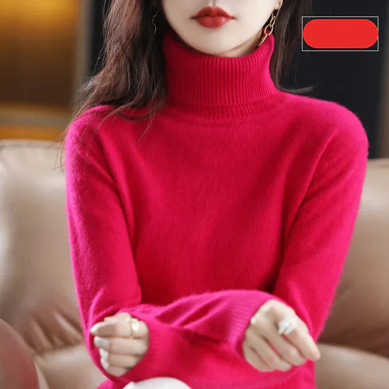 Emma 100 Percent Pure Cashmere Sweater With High Neck For Autumn And Winter
