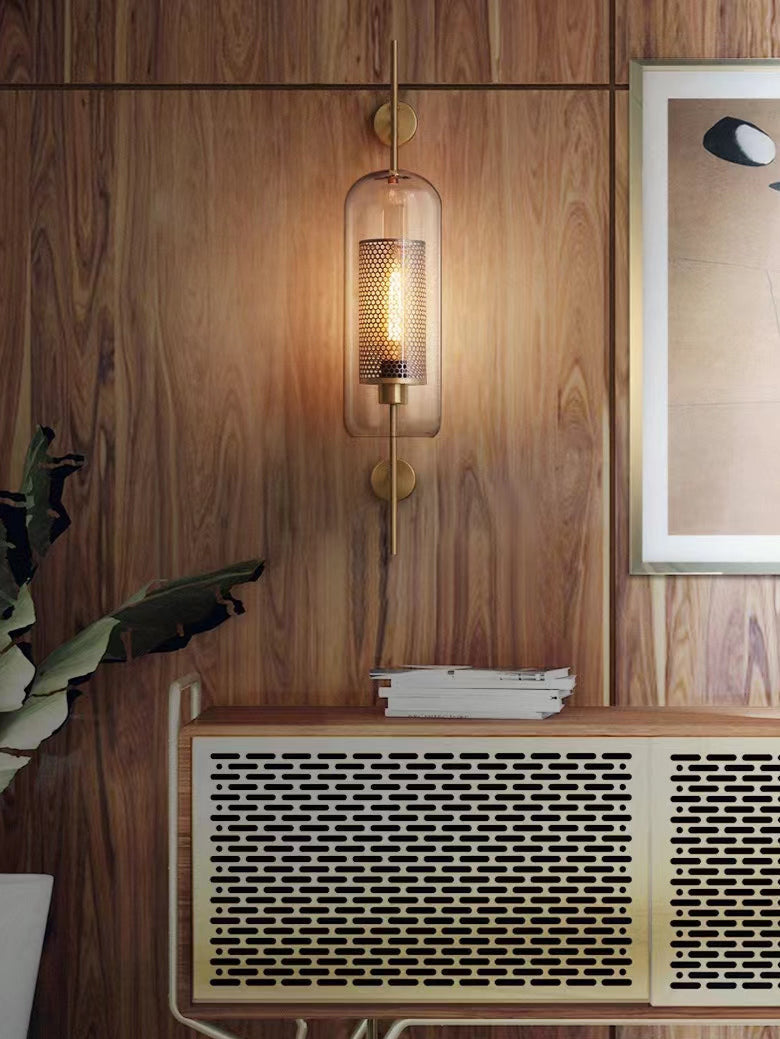 Alora Honeycomb Wall Sconce in Brass and Glass