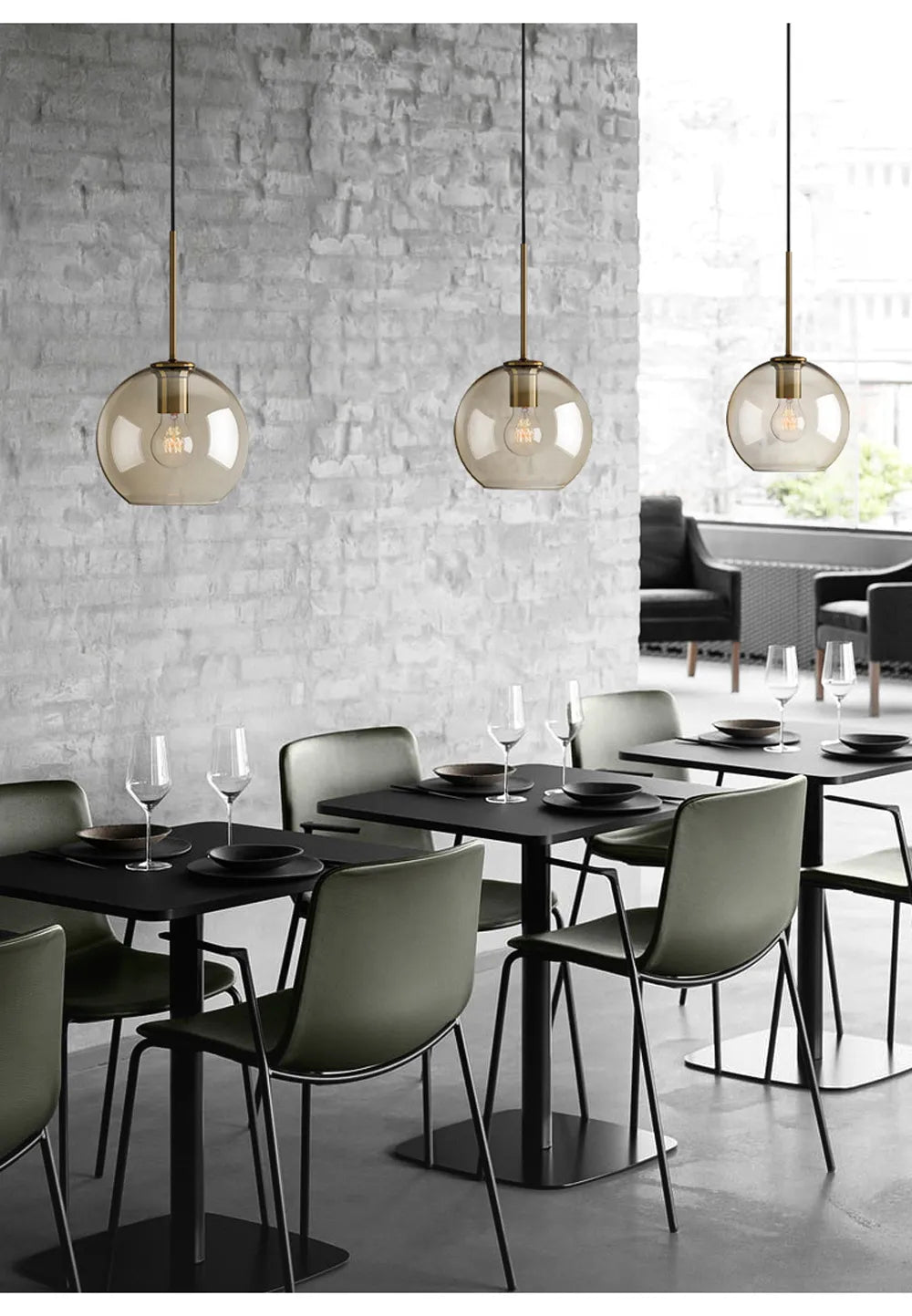 Lampada a sospensione in vetro industriale nordico con LED, stile moderno di lusso