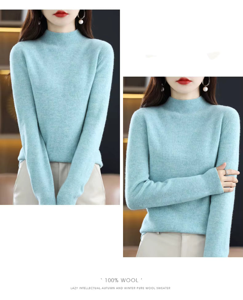 Aurora Kvinders 100% Ren Uld Cashmere Sweater til Efterår og Vinter | Fervei