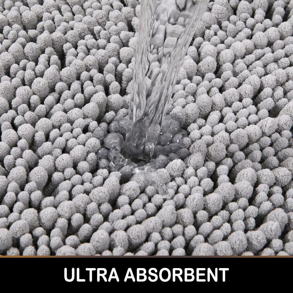 Soft Absorbent Bath Rug With Thick Backing And Non Slip Grip