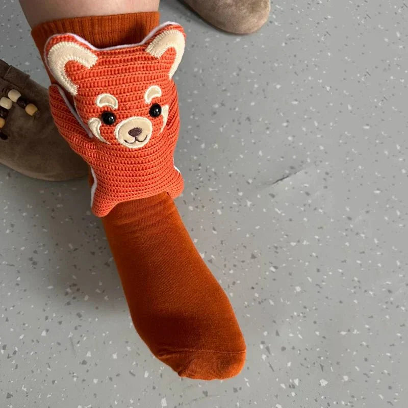 CuddleStride Cozy House Socks With Cute 3D Animal Accent And Non-Slip Sole