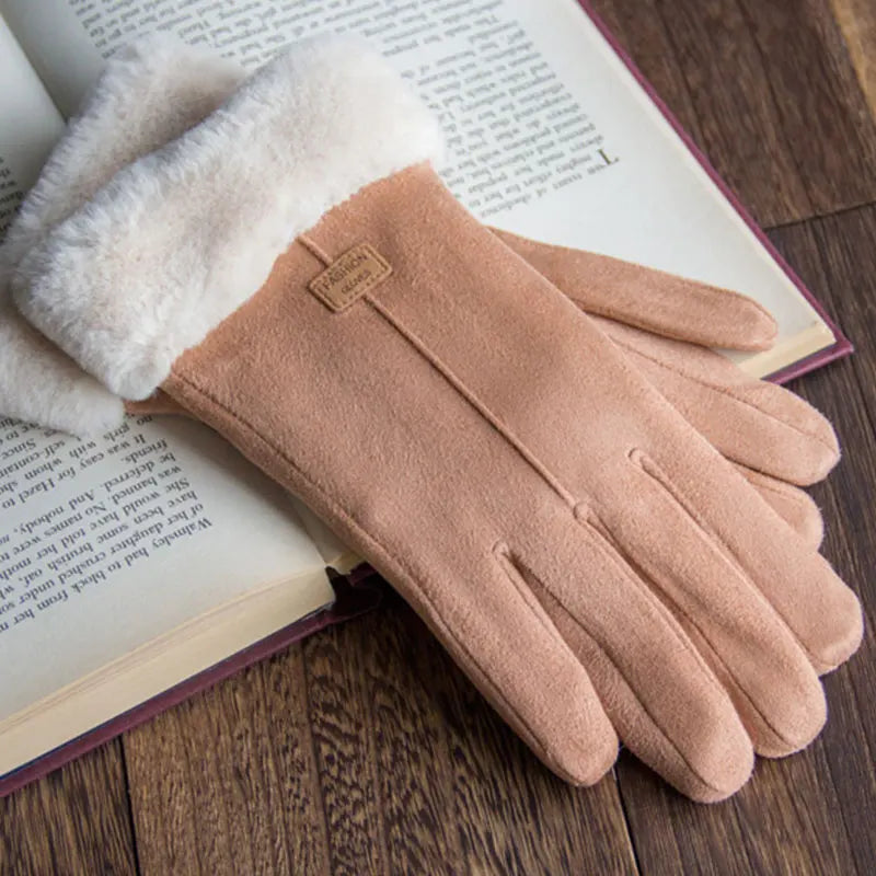 Pink Fleece Lined Winter Gloves For Warm Comfort And Style