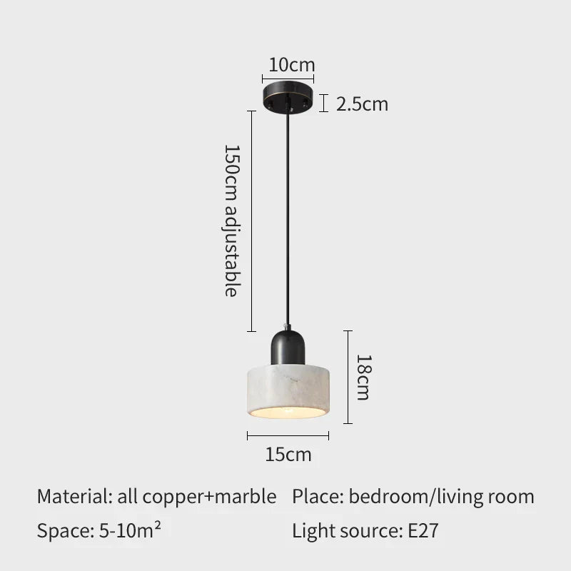 Lampada a Sospensione Alderfield in Rame e Marmo per Ambienti Moderni