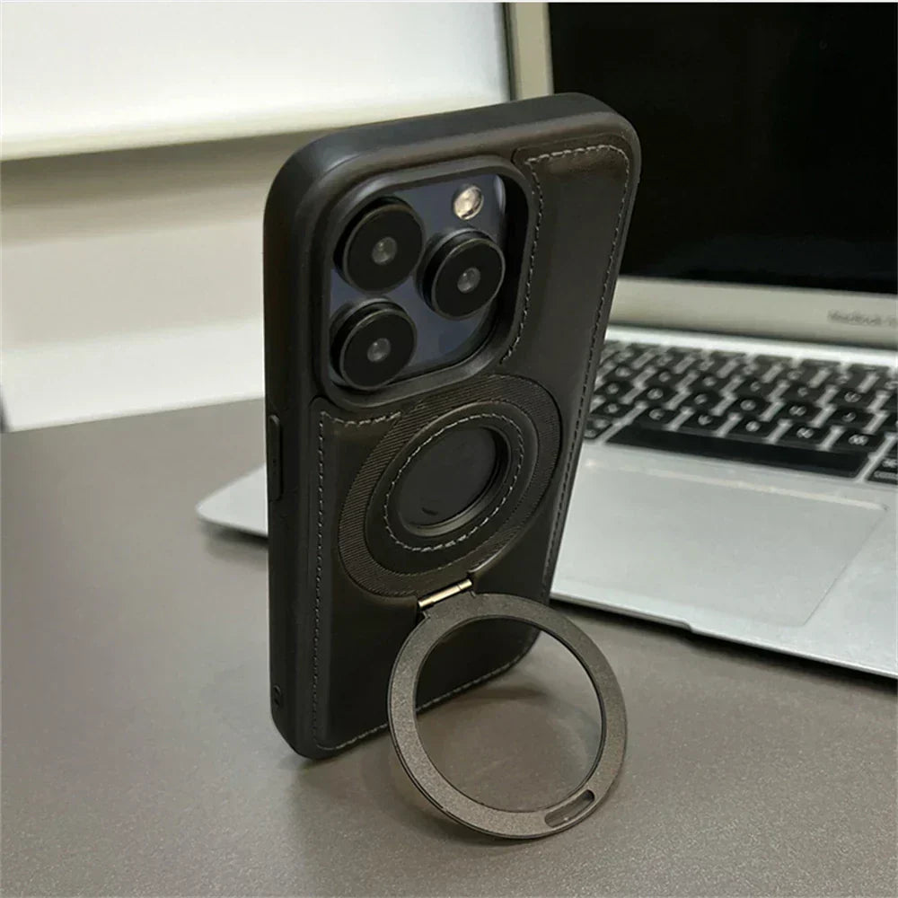Custodia in pelle Premium MagSafe con supporto ad anello pieghevole integrato