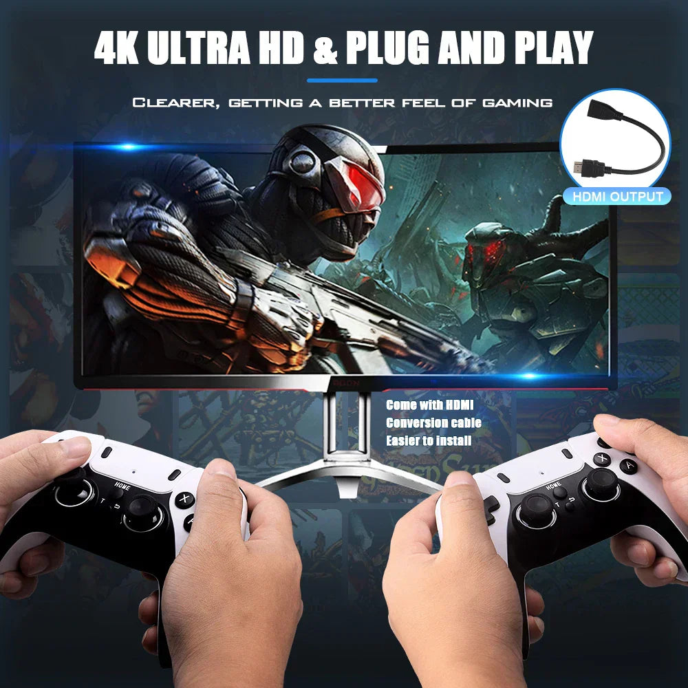 4K Pro Game Stick Console Bundle With Two PS5 Controllers