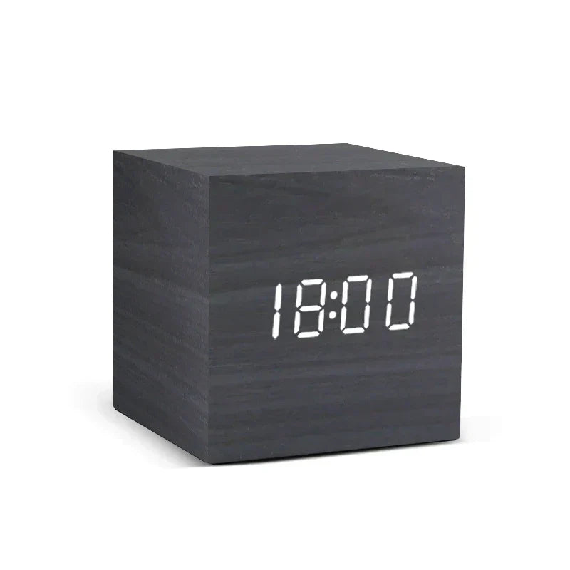 TempTune LED Alarm Clock With Temperature Display And Wooden Look