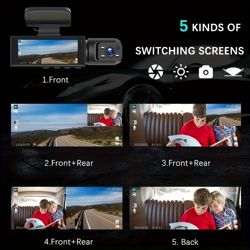 1080P WiFi Dual Dash Cam With Front and Interior IR Night Vision and Loop Recording | Fervei