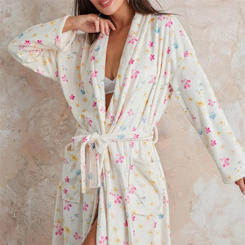 BlossomWrap Cozy Indoor Robe For Home Comfort And Warmth