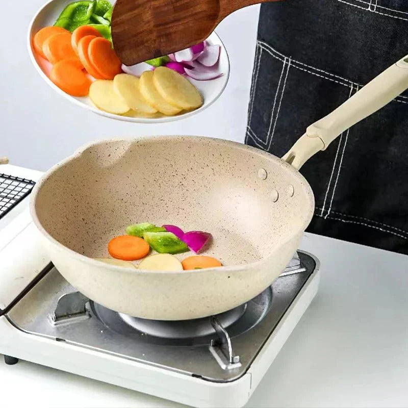 TerraStone Pro Deep Nonstick Wok With Maifan Stone Coating On Aluminum Alloy For All Stove Types
