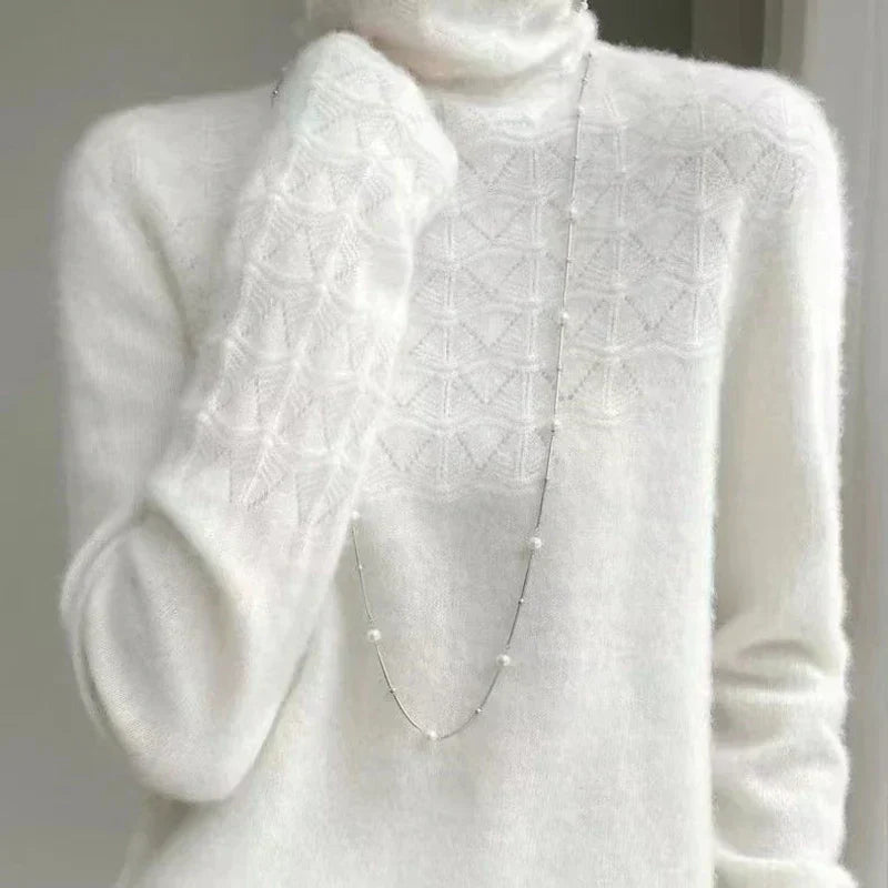 Women's 100 Percent Merino Wool Turtleneck Sweater Knitwear