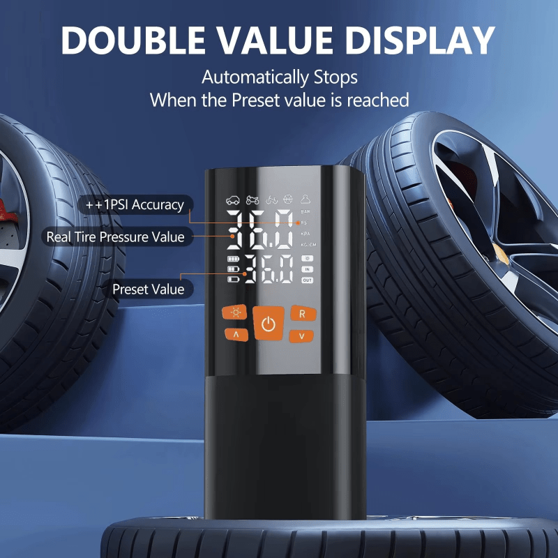 NovaPulse 180 PSI luftkompressor med 25000mAh batteri og digitalt trykdisplay