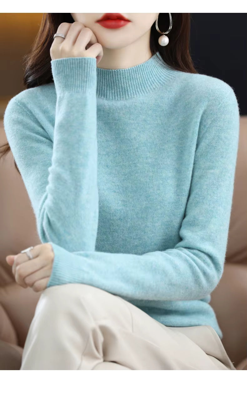 Aurora Kvinders 100% Ren Uld Cashmere Sweater til Efterår og Vinter | Fervei