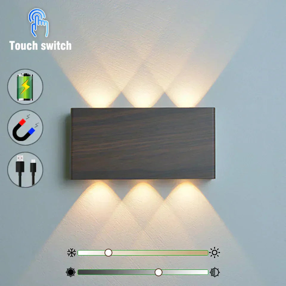 Applique murale rechargeable avec commande tactile et couleur réglable