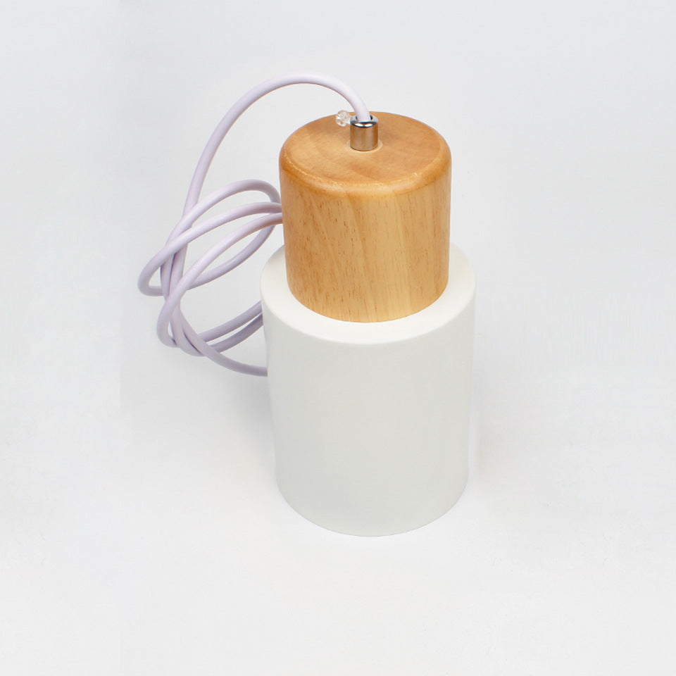 Aurelo Wood & Metal Cylinder Pendant Light Brushed Nickel