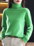 Suéter de cuello alto 100% cachemira para mujer, ajuste slim, en 23 colores