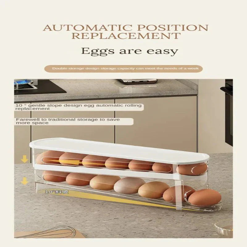 EggFlow Two-Tier Automatic Rolling Egg Organizer for Refrigerators