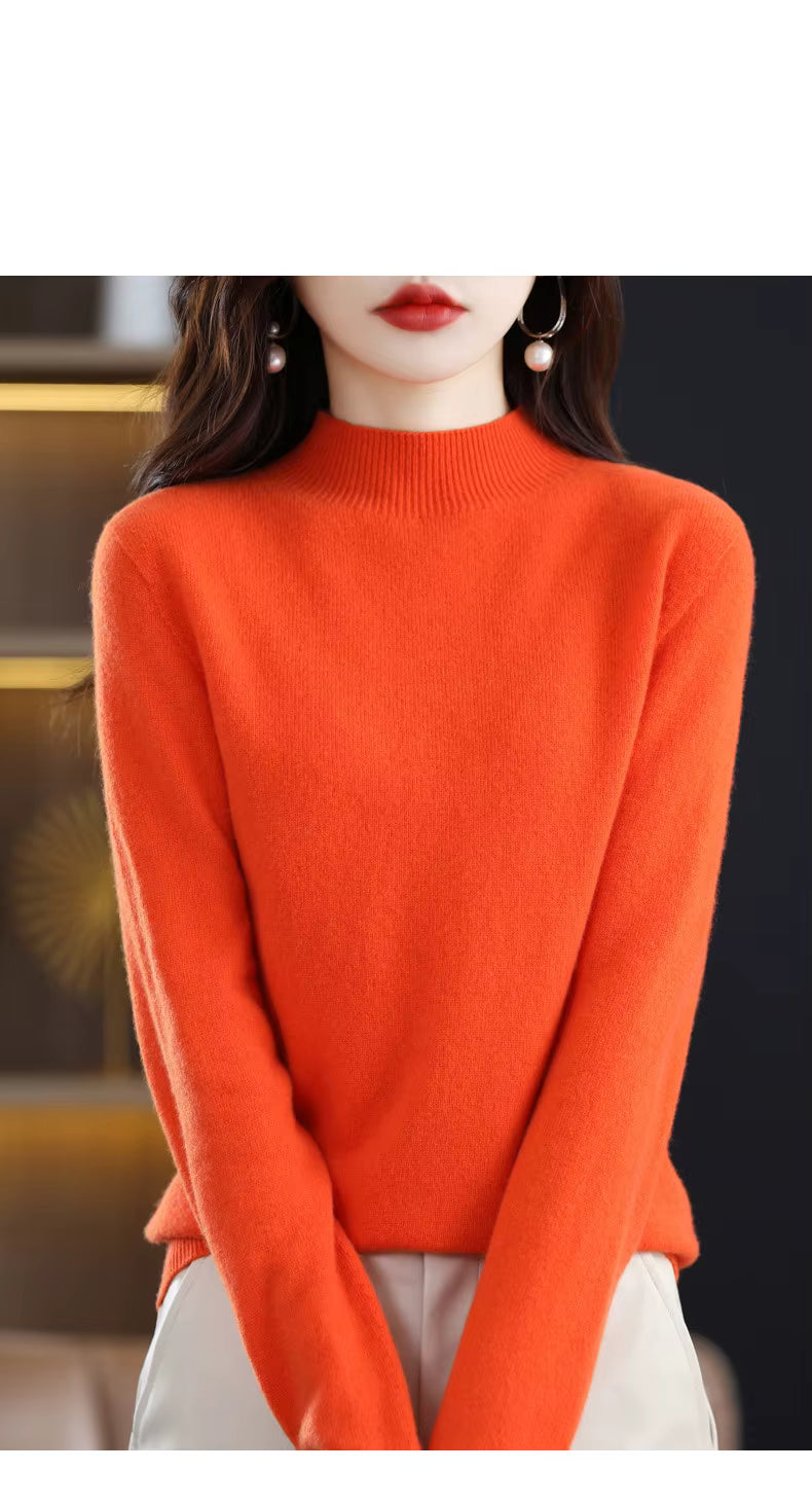 Aurora Kvinders 100% Ren Uld Cashmere Sweater til Efterår og Vinter | Fervei