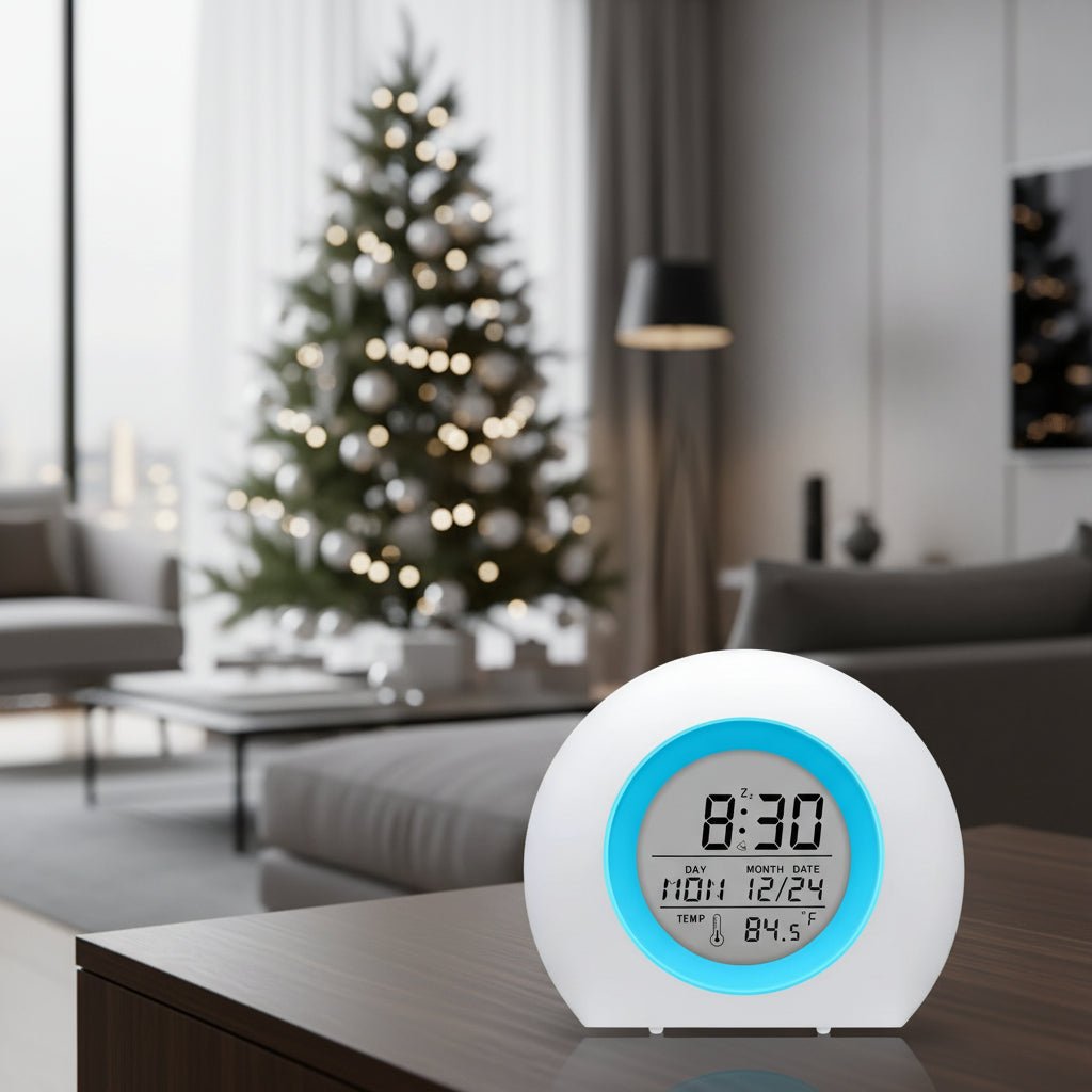 Réveil NovaSleep pour Enfants avec Veilleuse 7 Couleurs et Fonction Snooze