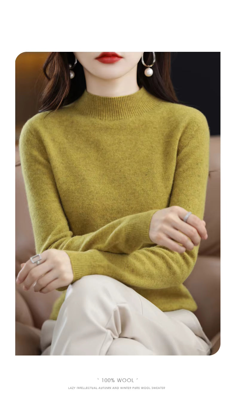 Aurora Kvinders 100% Ren Uld Cashmere Sweater til Efterår og Vinter | Fervei