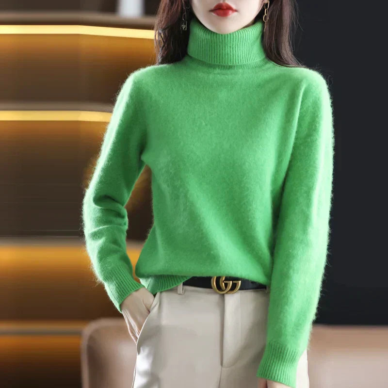 Emma 100 Percent Pure Cashmere Sweater With High Neck For Autumn And Winter
