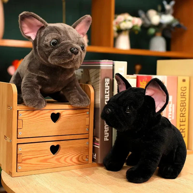 Bulldog Buddy Realistic Plush Toy 28 Cm in Black and Gray