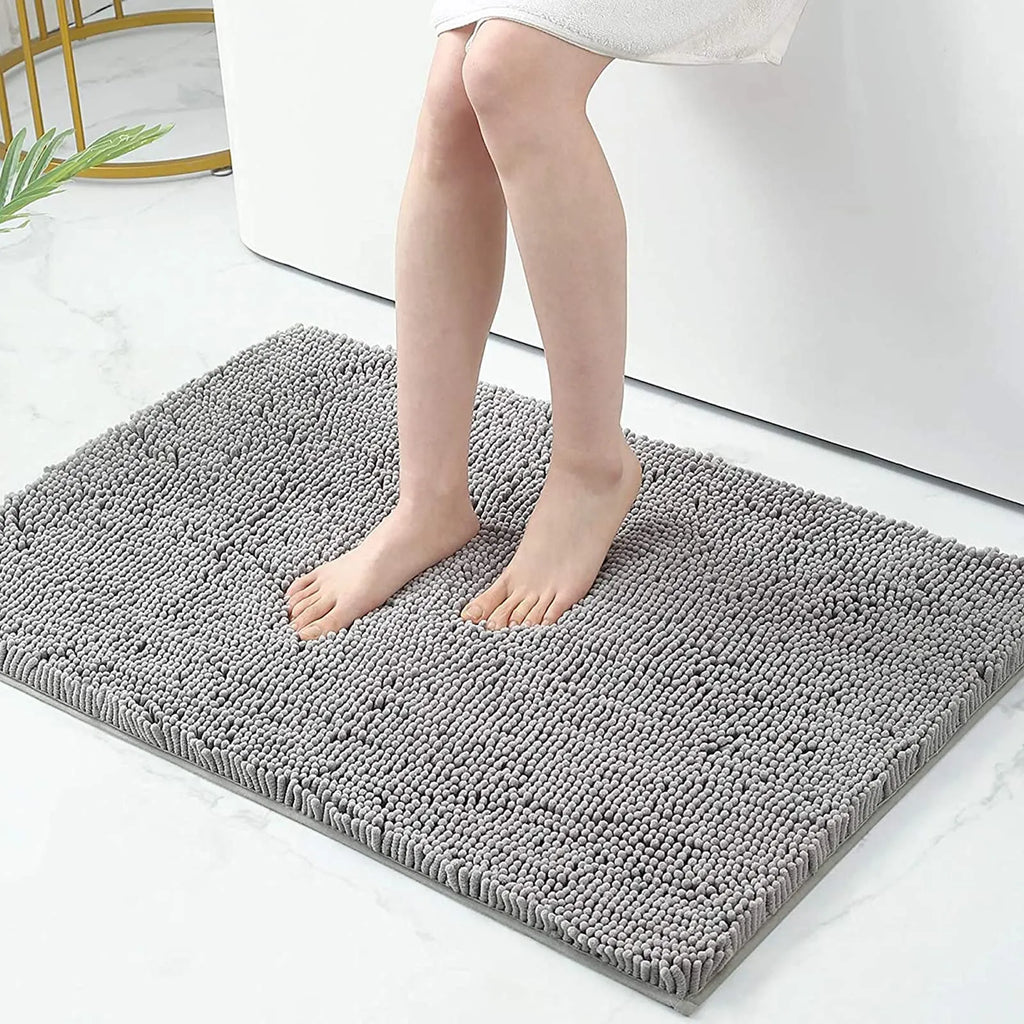 Soft Absorbent Bath Rug With Thick Backing And Non Slip Grip